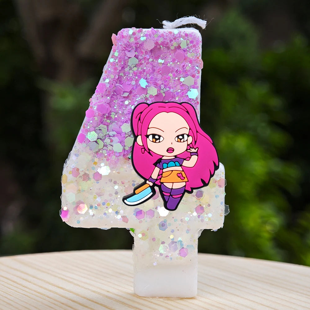 🕯 Bougie Chiffre Kpop Demon Hunters – Déco d’Anniversaire Ultra Cute 🎂