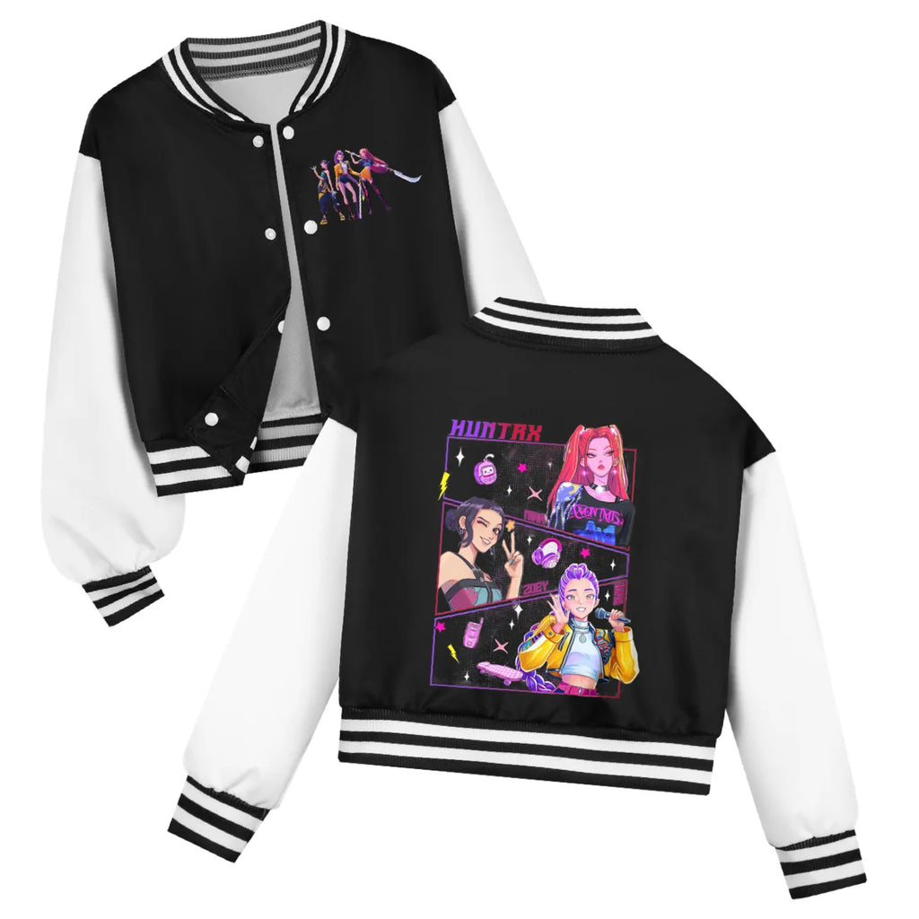 Ensemble K-pop Demon Hunters Huntrix — Uniforme Baseball + Pantalon 2 Pièces Automne | Tenue Fille Cartoon