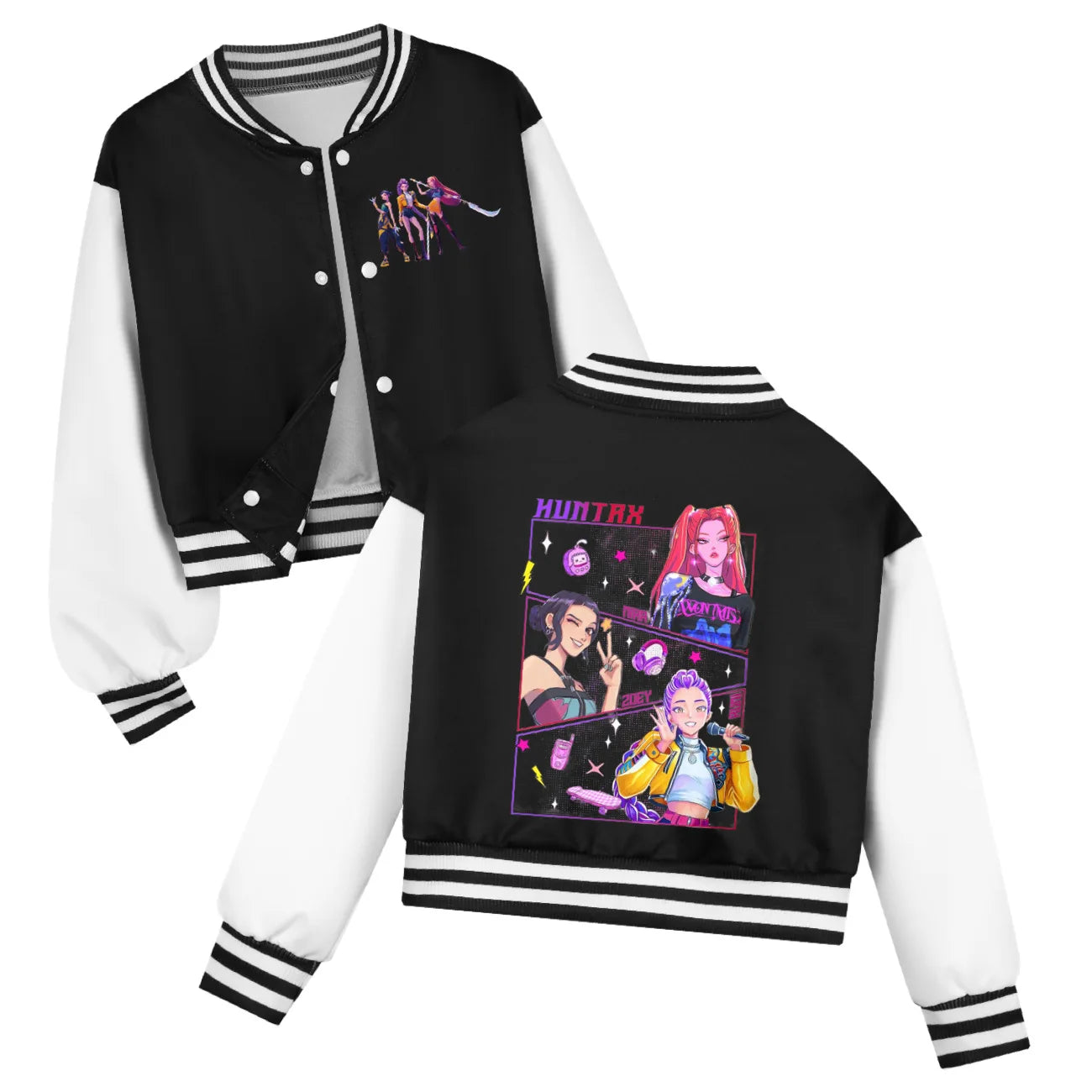 Ensemble K-pop Demon Hunters Huntrix — Uniforme Baseball + Pantalon 2 Pièces Automne | Tenue Fille Cartoon