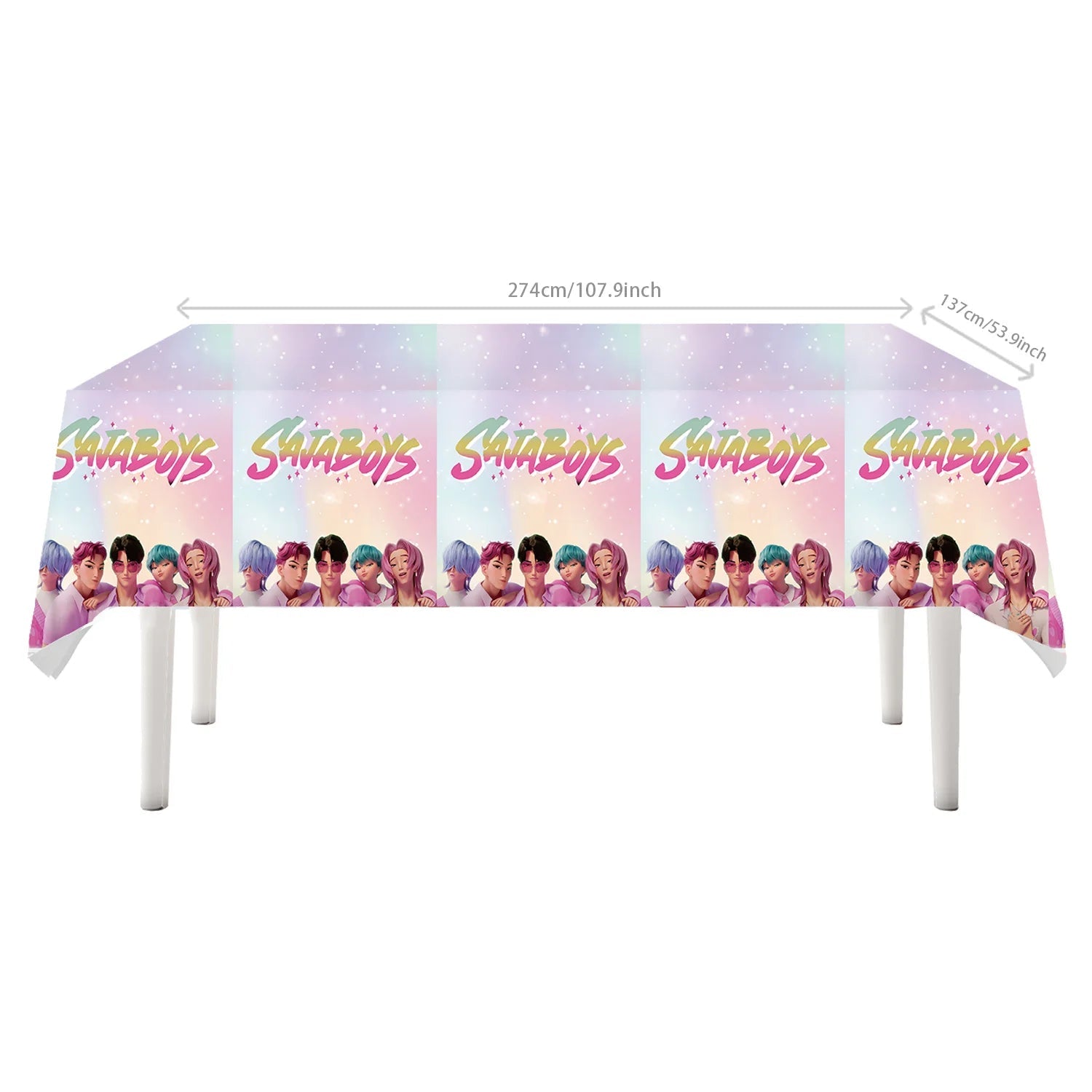 Kit Décoration Anniversaire Kpop Demon Hunters – Set de Fête Complet avec Ballons, Vaisselle, Nappe & Cake Topper