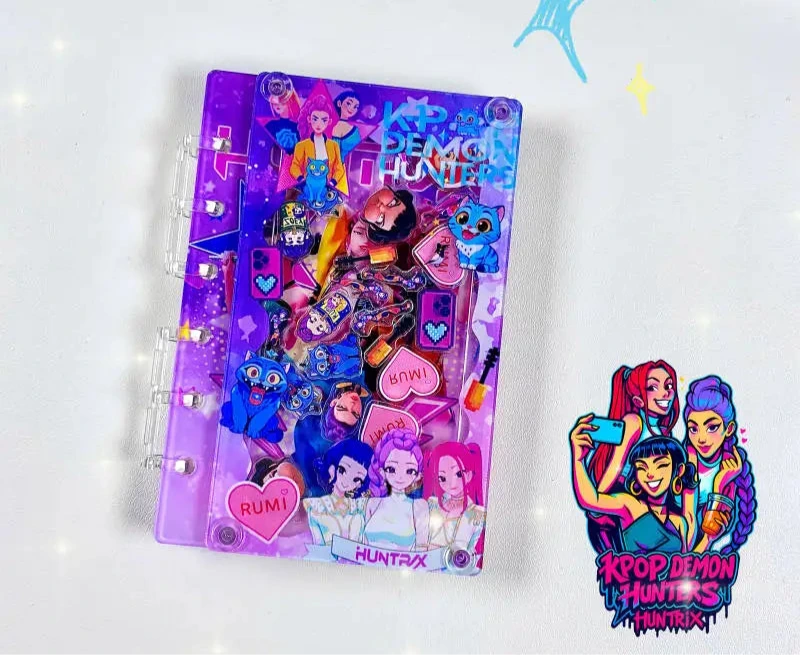 📒 Carnet Acrylique Kpop Demon Hunters – HUNTRIX Edition 💖 | Notebook A7