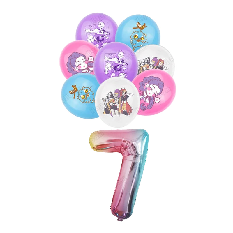 🎈 Set de Ballons K-Pop Demon Hunters – Décoration Anniversaire Fille (9 pièces)
