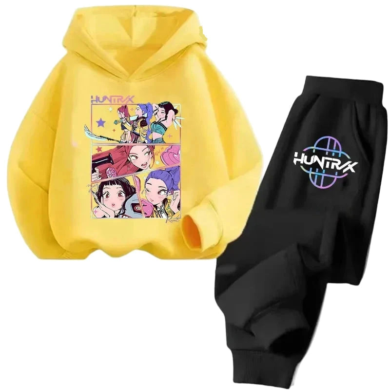 Sweat Kpop Demon Hunters Kawaii – Ensemble unisexe Pull & Pantalon Anime pour enfants, filles et garçons