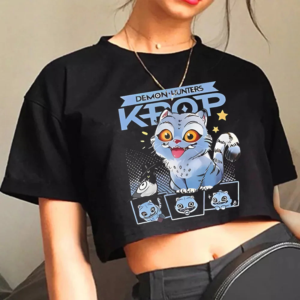 Crop Top K-Pop Demon Hunters Mira – T-shirt Femme & Fille Style Y2K Cosplay