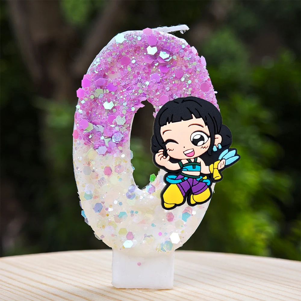 🕯 Bougie Chiffre Kpop Demon Hunters – Déco d’Anniversaire Ultra Cute 🎂