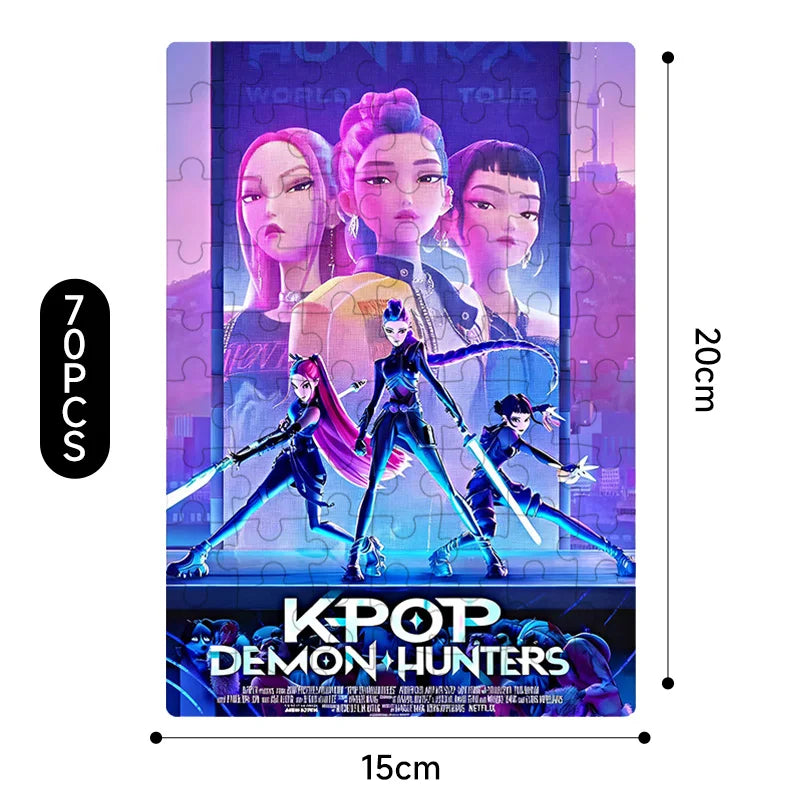 🧩 Puzzle K-Pop Demon Hunters – 14 Styles Rumi / Mira / Zoey • Figurine Puzzle Collectible