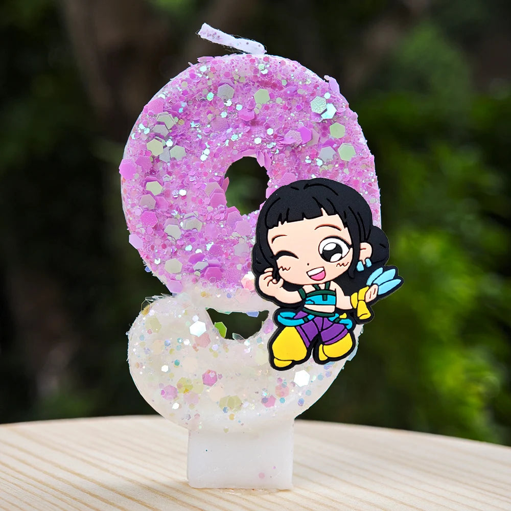 🕯 Bougie Chiffre Kpop Demon Hunters – Déco d’Anniversaire Ultra Cute 🎂