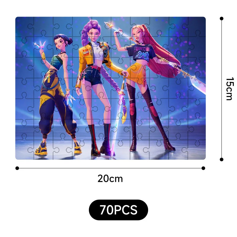 🧩 Puzzle K-Pop Demon Hunters – 14 Styles Rumi / Mira / Zoey • Figurine Puzzle Collectible