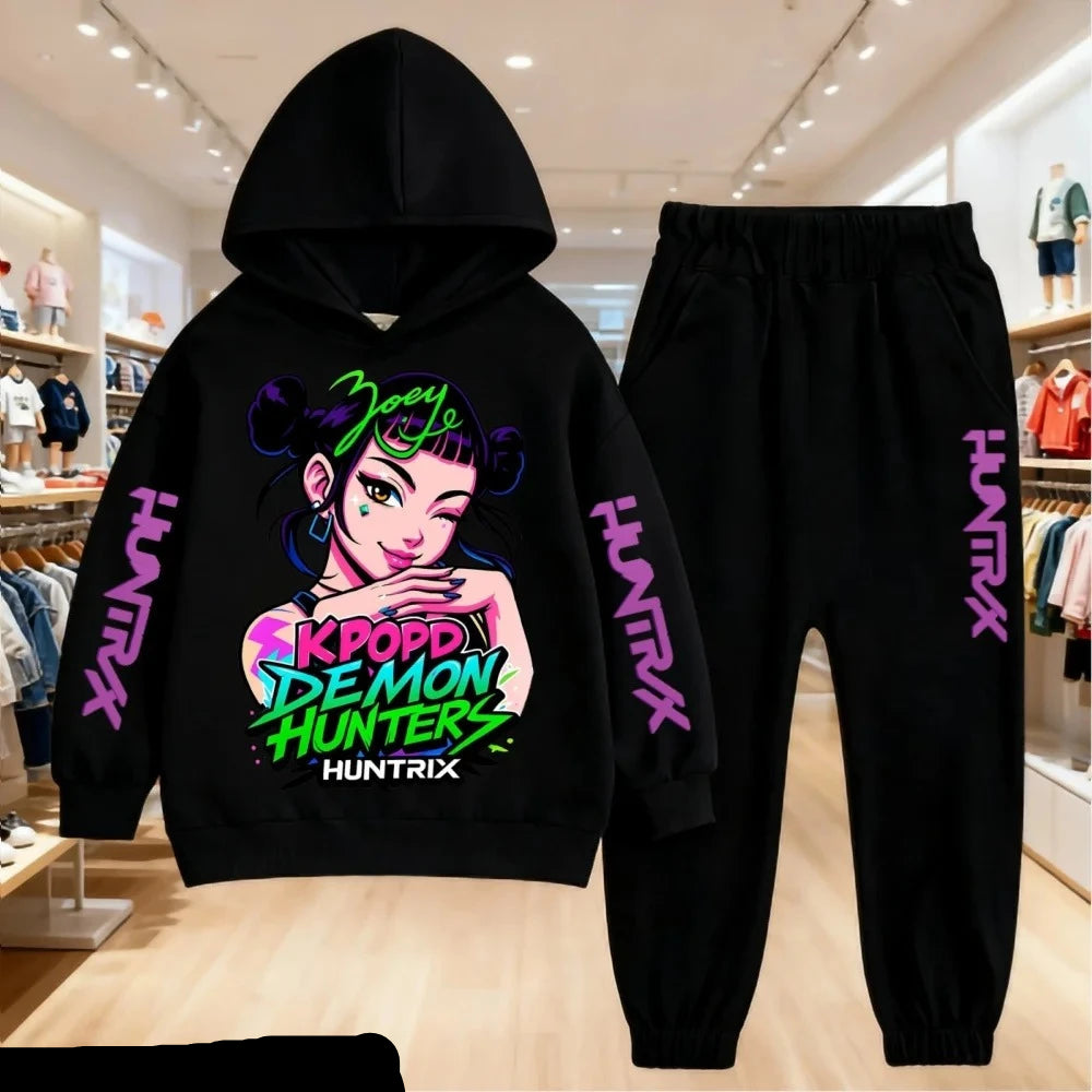 Ensemble Kpop Demon Hunters Zoey Enfant 2025 — Sweat à Capuche + Pantalon 2 Pièces