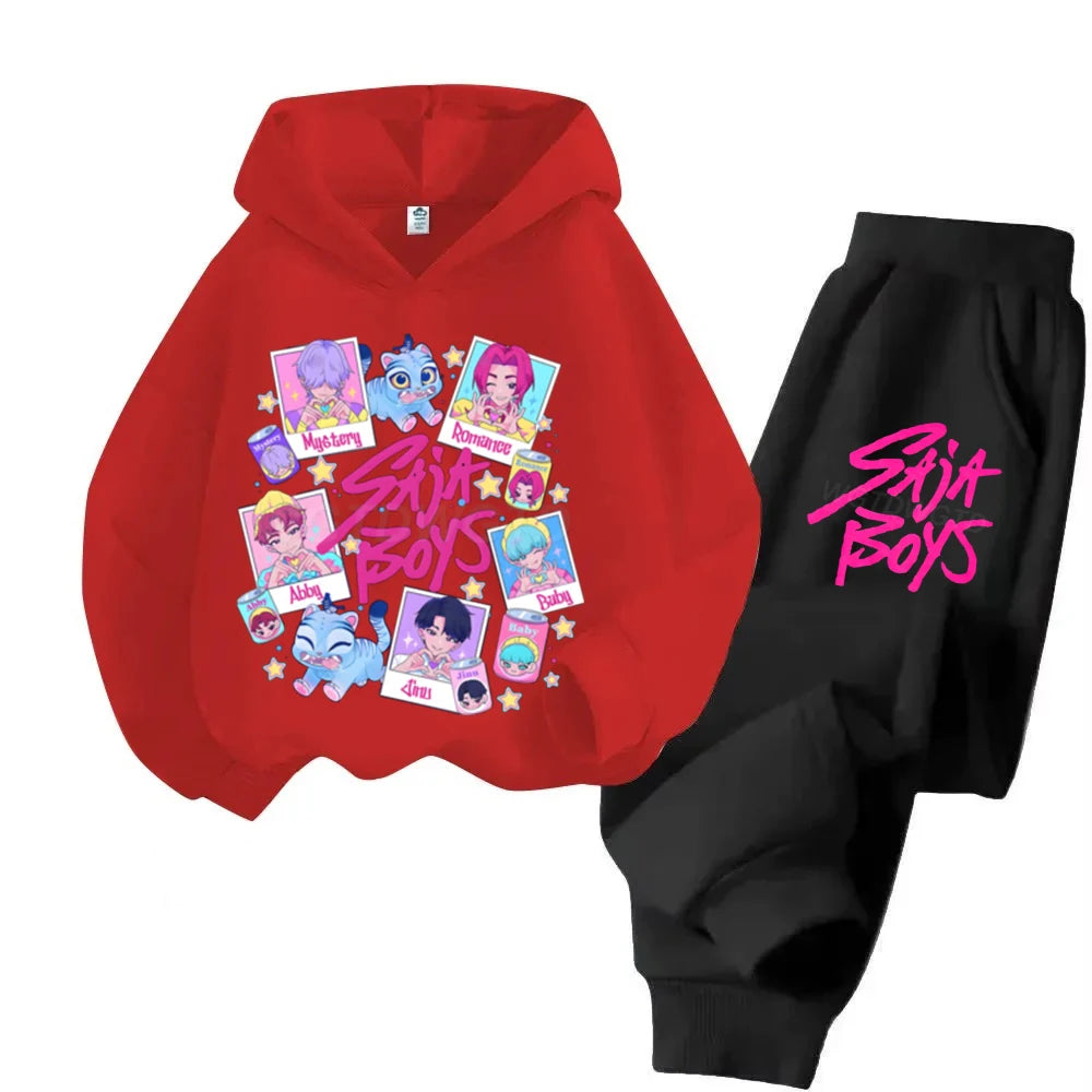 Ensemble K-pop Demon Hunters Enfant — Sweat à Manches Longues + Pantalon 2 Pièces Cartoon Mixte