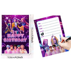 Lot de 12 cartes d’invitation K-Pop Demon Hunters – Invitations anniversaire & fête pour fans de K-Pop