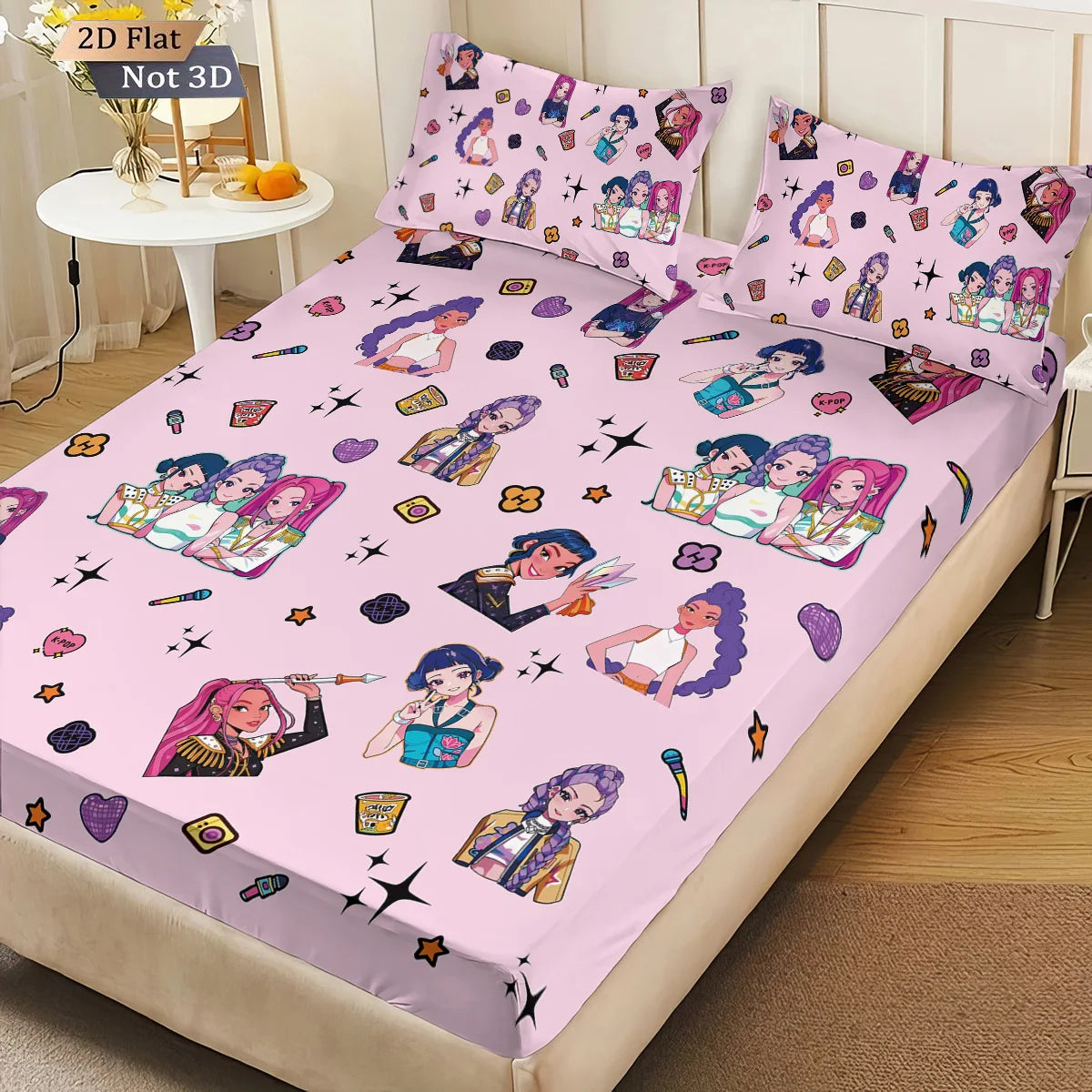Set de Draps K-Pop Demon Hunters – 3 Pièces, Plusieurs Tailles