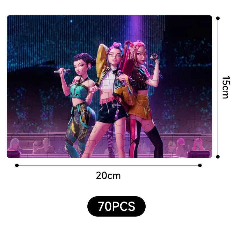 🧩 Puzzle K-Pop Demon Hunters – 14 Styles Rumi / Mira / Zoey • Figurine Puzzle Collectible