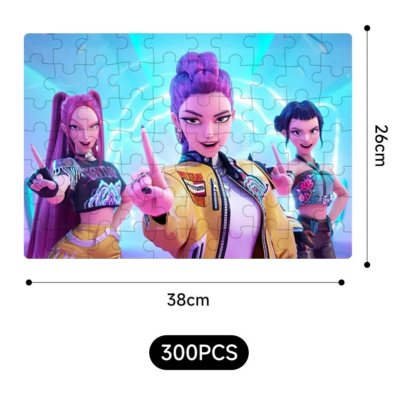 🧩 Puzzle K-Pop Demon Hunters – 14 Styles Rumi / Mira / Zoey • Figurine Puzzle Collectible