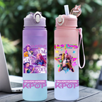Gourde Kpop Demon Hunters 750 ml — Bouteille d’Eau Transparente avec Paille