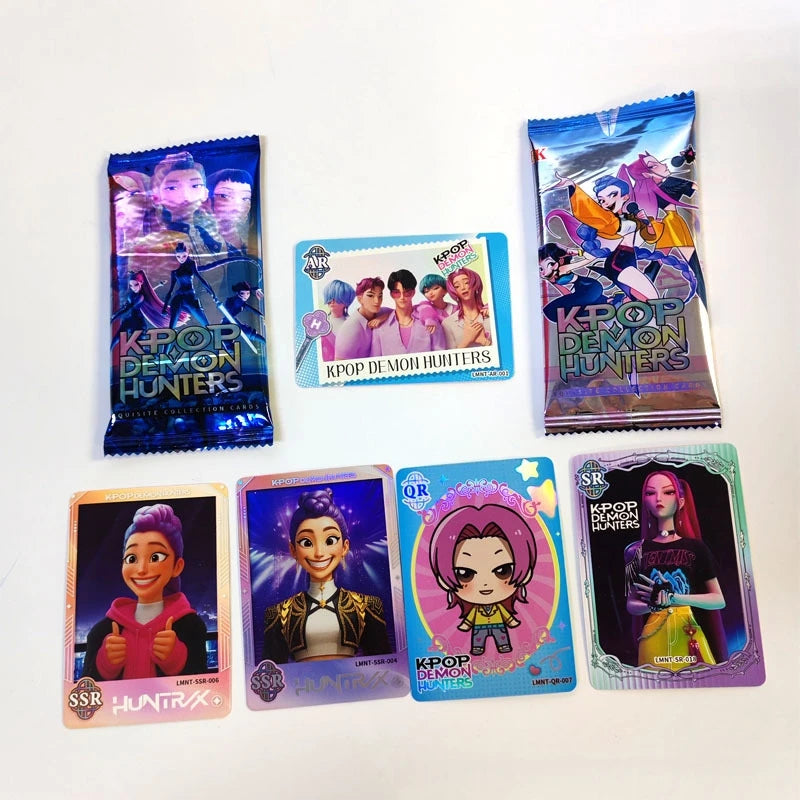 Boîte de Boosters Kpop Demon Hunters – Cartes à collectionner Laser Flash (Huntrix, Rumi, Mira, Zoey)