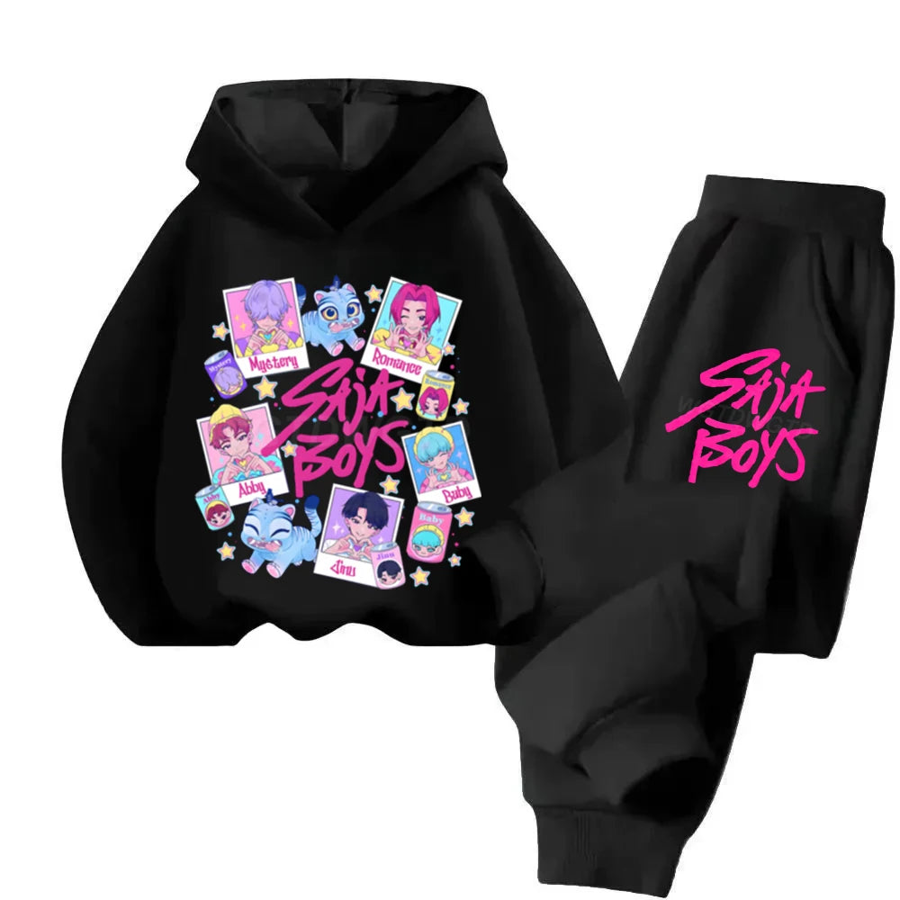 Ensemble K-pop Demon Hunters Enfant — Sweat à Manches Longues + Pantalon 2 Pièces Cartoon Mixte