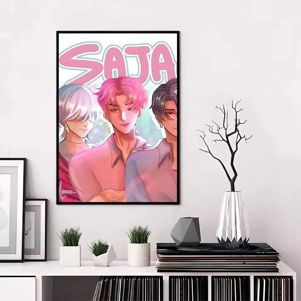 Poster K-Pop Demon Hunters Saja Boys – Affiche HD Imperméable pour Déco Maison & Bureau