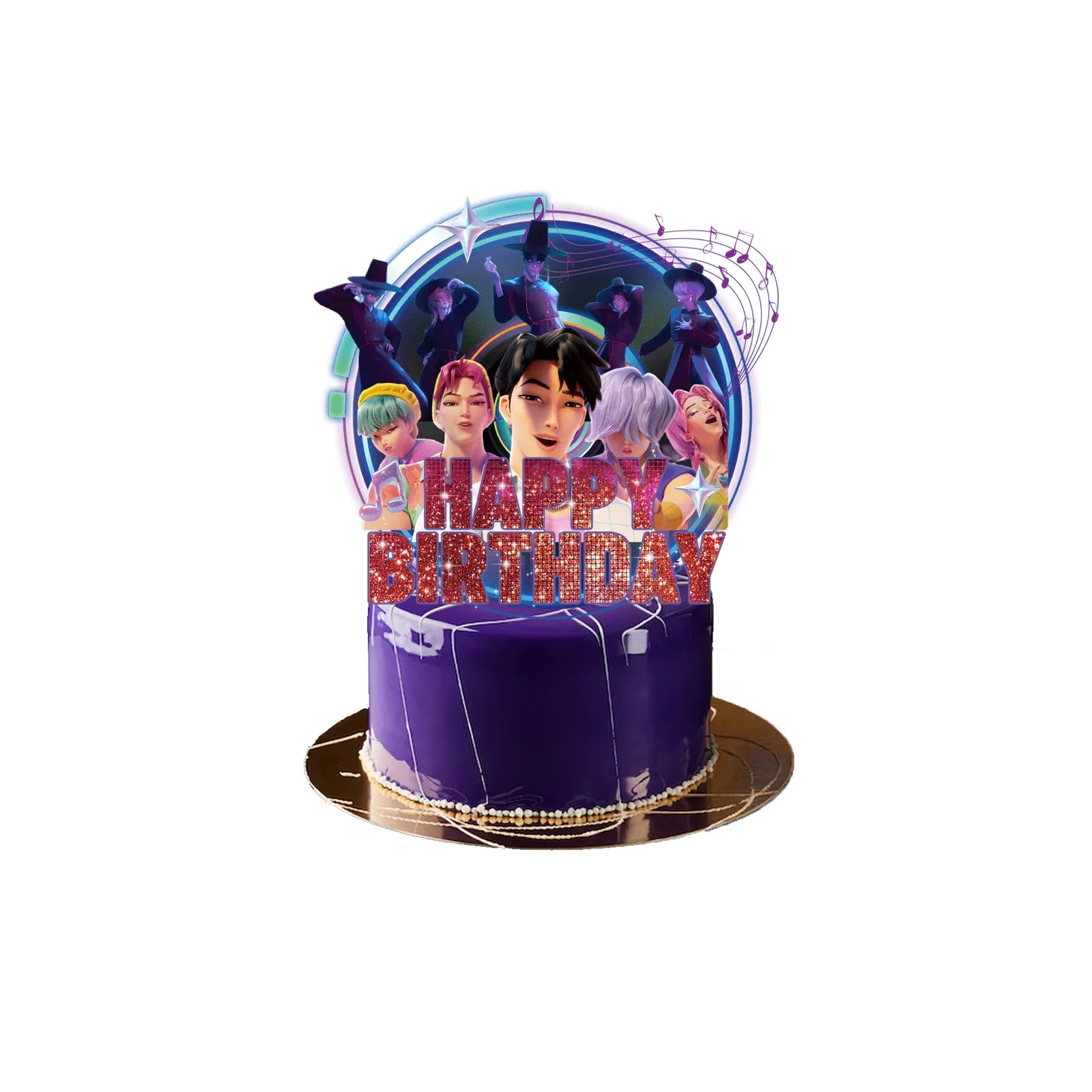 Kit Décoration Anniversaire Kpop Demon Hunters – Set de Fête Complet avec Ballons, Vaisselle, Nappe & Cake Topper