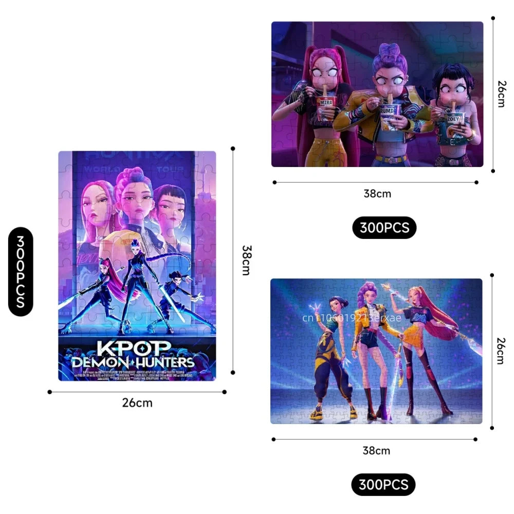 🧩 Puzzle K-Pop Demon Hunters – 14 Styles Rumi / Mira / Zoey • Figurine Puzzle Collectible