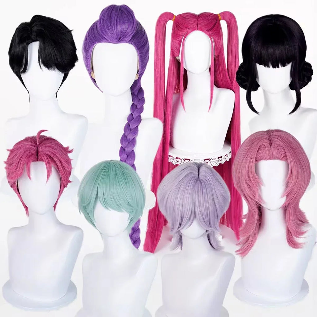 ✨ Perruque Cosplay Kpop Demon Hunters – Saja Boys & Huntrix🎶 | Jinu, Baby, Abby, Mystery, Romance, Mira, Rumi, Zoey