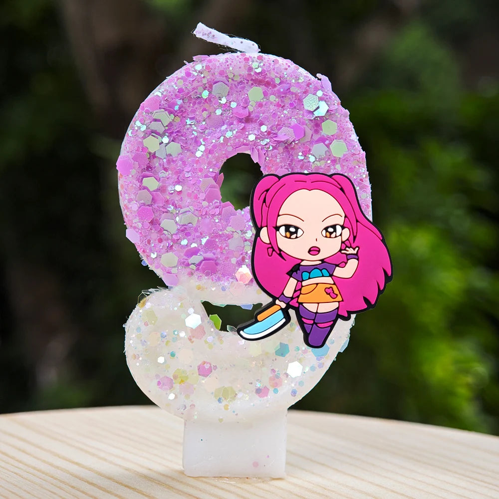 🕯 Bougie Chiffre Kpop Demon Hunters – Déco d’Anniversaire Ultra Cute 🎂