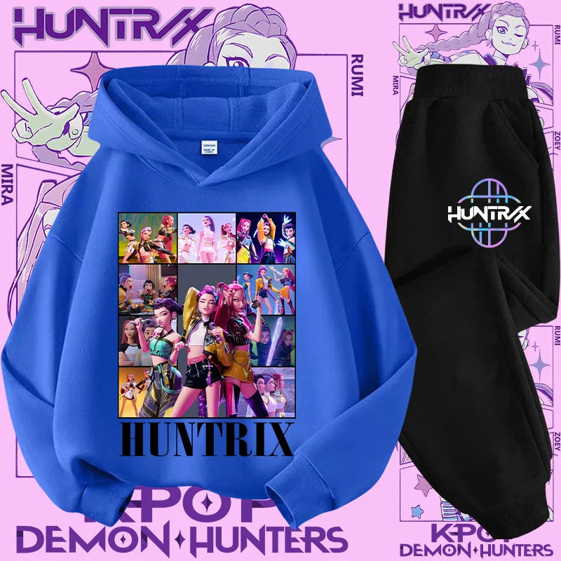 Ensemble K-pop Demon Hunters Fille — Sweat à Capuche + Pantalon 2 Pièces Cartoon | Tenue Sport & Casual Enfant