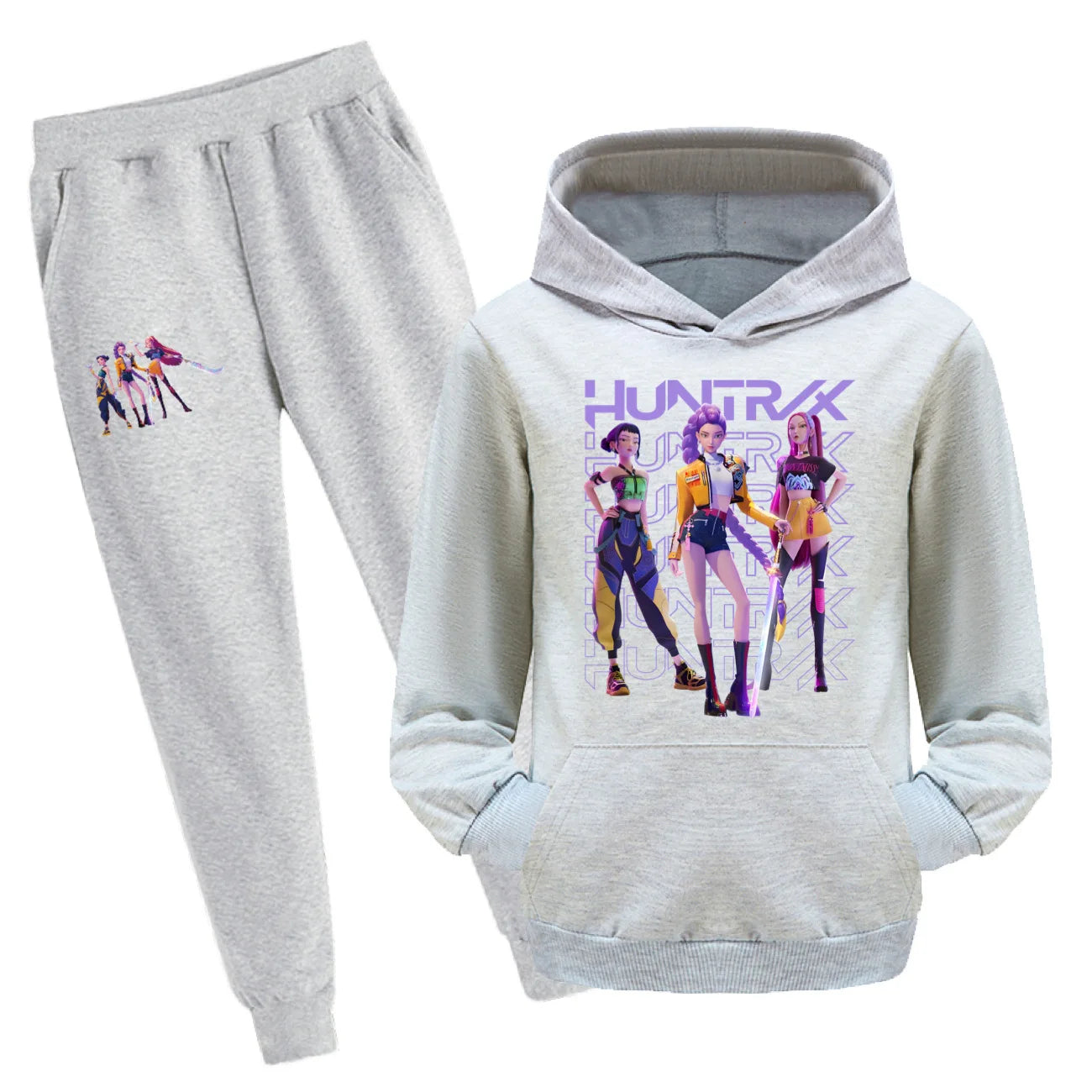 Ensemble Kpop Demon Hunters Enfant – Sweat à Capuche + Pantalon (2 Pièces) | Tenue Automne Garçon & Fille