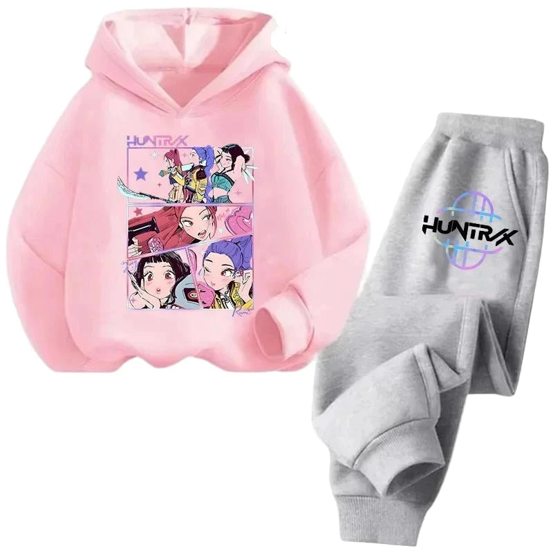 Sweat Kpop Demon Hunters Kawaii – Ensemble unisexe Pull & Pantalon Anime pour enfants, filles et garçons