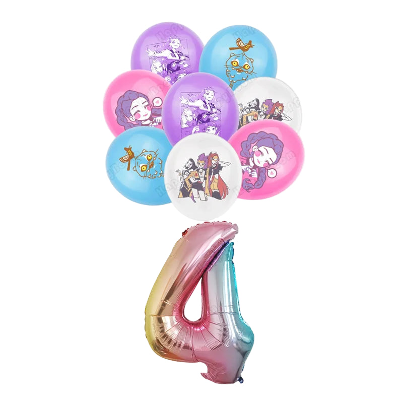🎈 Set de Ballons K-Pop Demon Hunters – Décoration Anniversaire Fille (9 pièces)