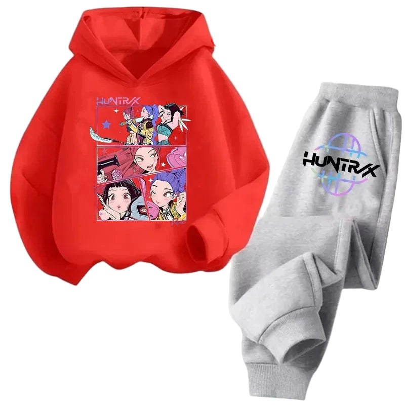Sweat Kpop Demon Hunters Kawaii – Ensemble unisexe Pull & Pantalon Anime pour enfants, filles et garçons