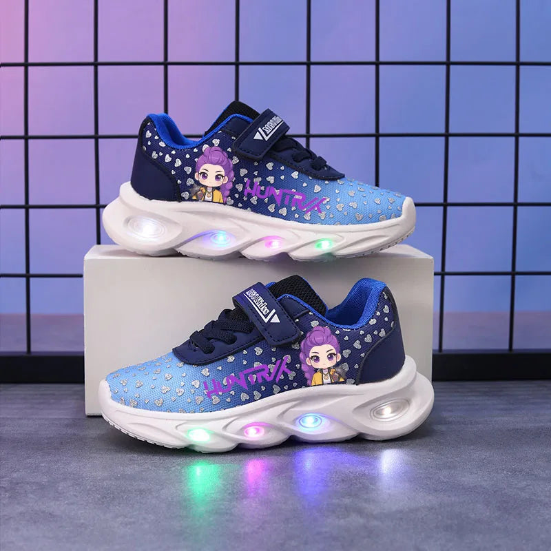 Chaussures Kpop Demon Hunters Enfant – Baskets LED Lumineuses Rumi – Style Sport Anime