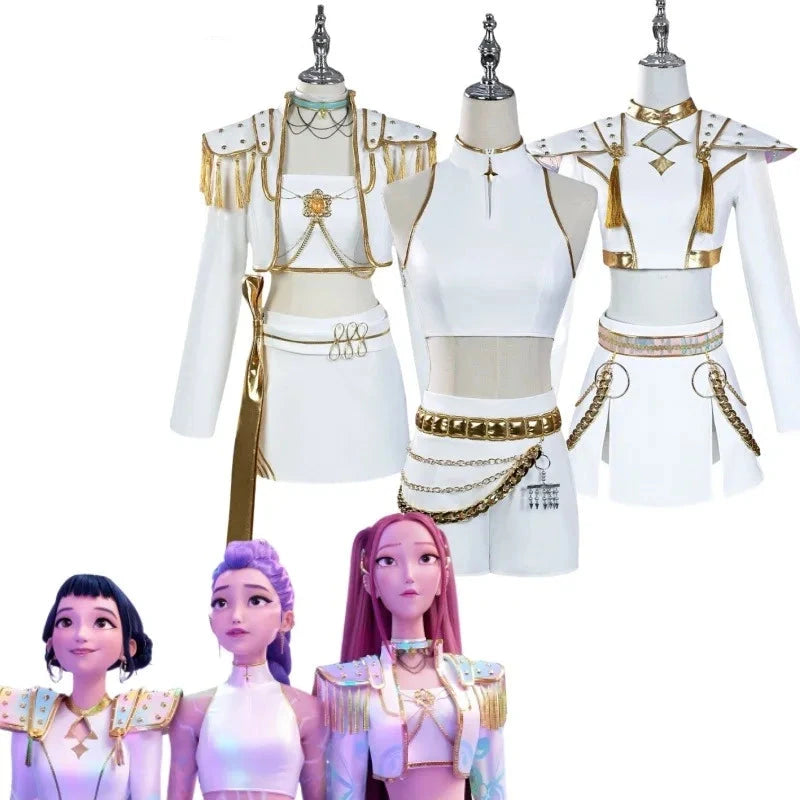 Déguisement Cosplay K-Pop Demon Hunters – Uniforme Zoey, Rumi & Mira (Cuir Blanc)