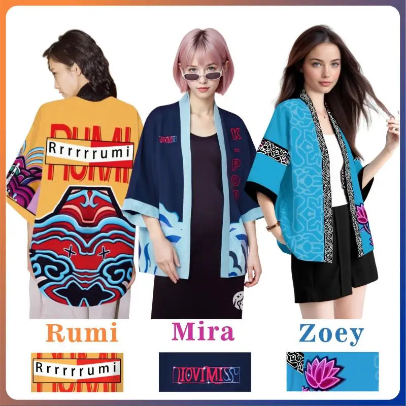 Rumi Mira Demon Cosplay – Kimono Cardigan Unique pour Femmes | Hunters Halloween 2025 K-Pop Style