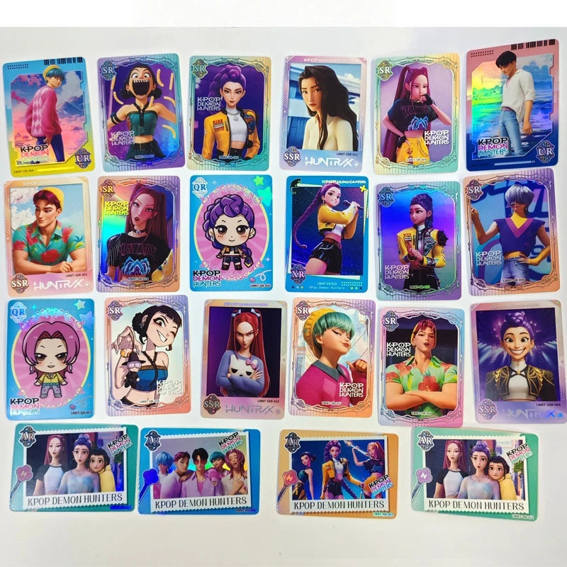 Boîte de Boosters Kpop Demon Hunters – Cartes à collectionner Laser Flash (Huntrix, Rumi, Mira, Zoey)