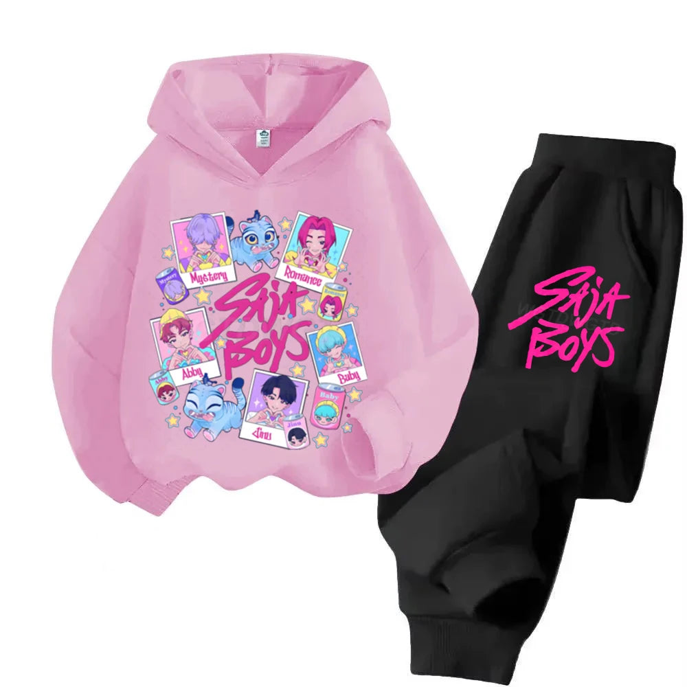 Ensemble K-pop Demon Hunters Enfant — Sweat à Manches Longues + Pantalon 2 Pièces Cartoon Mixte