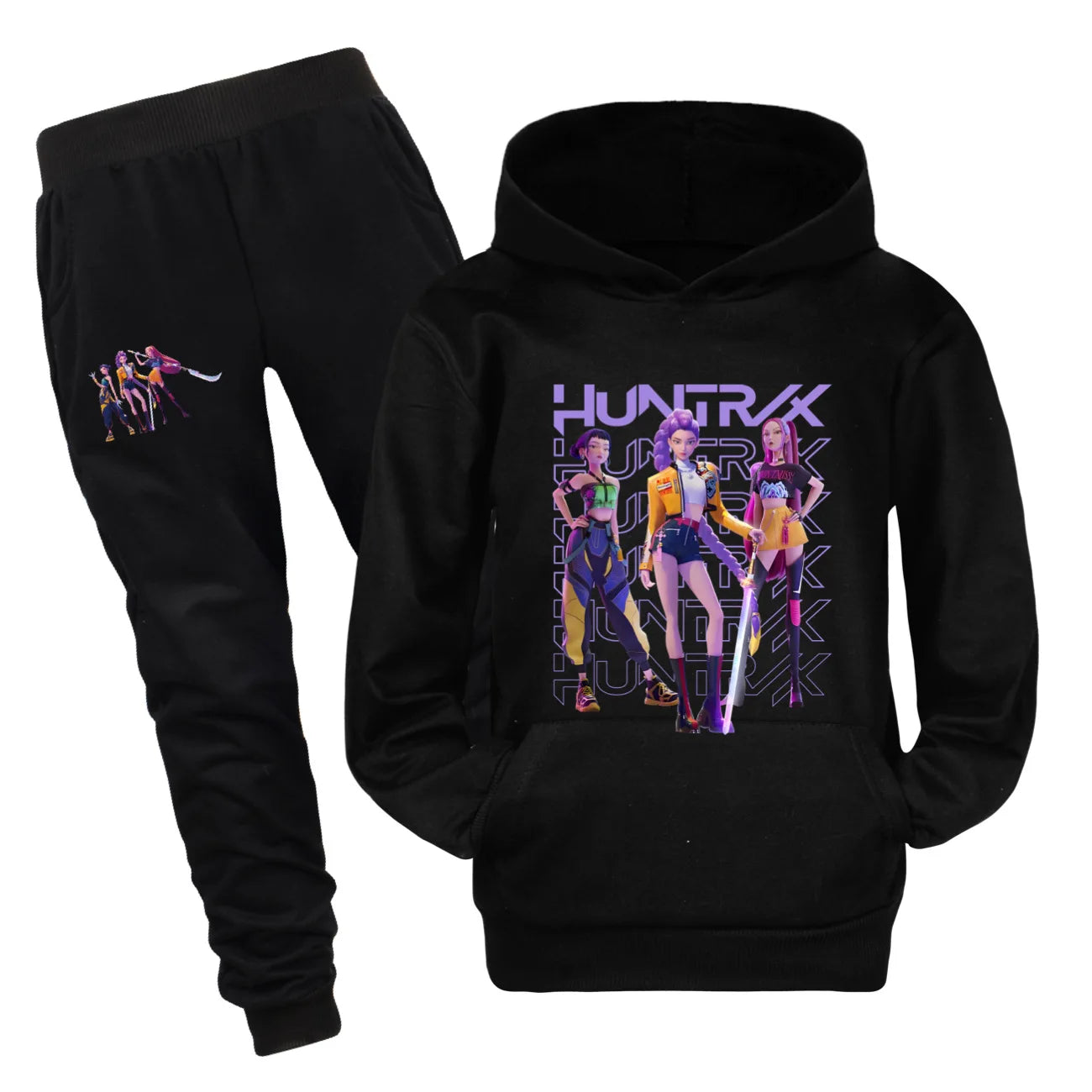 Ensemble Kpop Demon Hunters Enfant – Sweat à Capuche + Pantalon (2 Pièces) | Tenue Automne Garçon & Fille