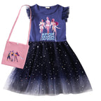 🌸 Robe Enfant Kpop Demon Hunters – Fille 👧 | Robe Courte à Manches Courtes + Petit Sac 🎶