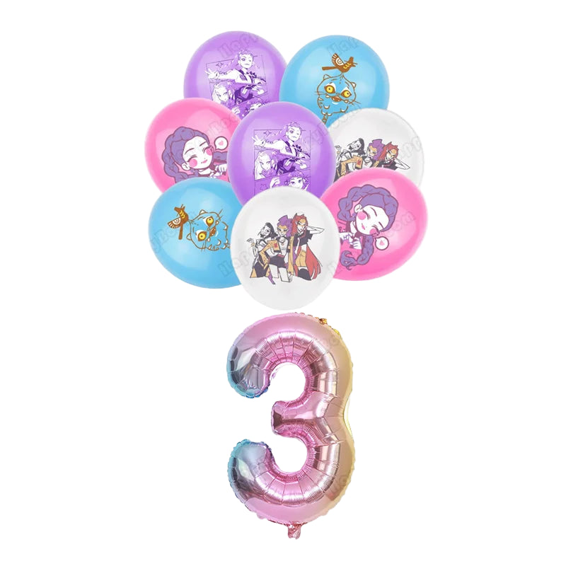 🎈 Set de Ballons K-Pop Demon Hunters – Décoration Anniversaire Fille (9 pièces)