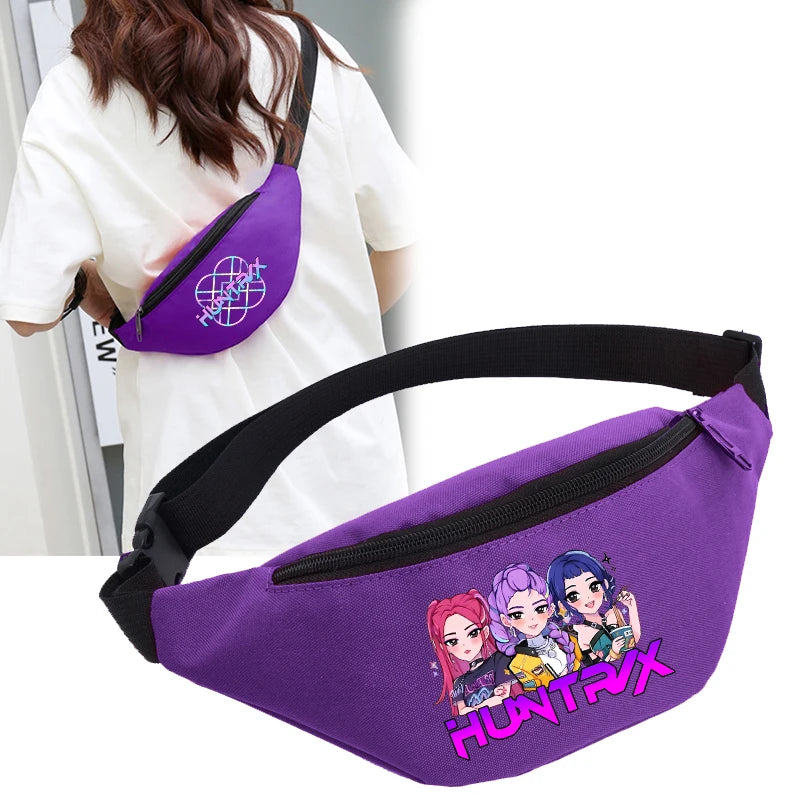 👜 KPop Demon Hunters Girl Waist Bag – Sac Banane Enfant Léger et Stylé Inspiré des Animés