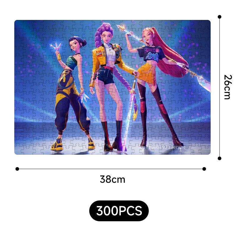 🧩 Puzzle K-Pop Demon Hunters – 14 Styles Rumi / Mira / Zoey • Figurine Puzzle Collectible