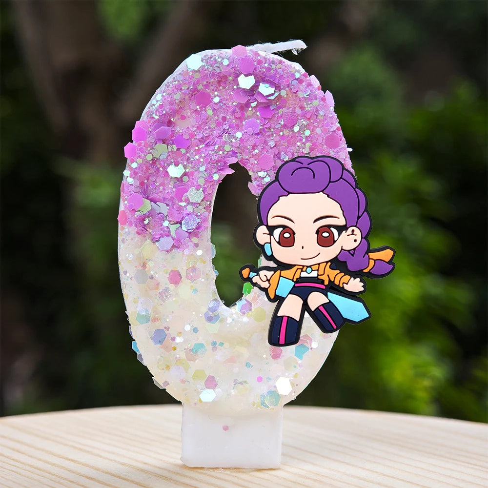 🕯 Bougie Chiffre Kpop Demon Hunters – Déco d’Anniversaire Ultra Cute 🎂
