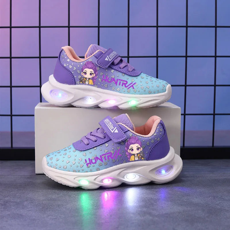 Chaussures Kpop Demon Hunters Enfant – Baskets LED Lumineuses Rumi – Style Sport Anime