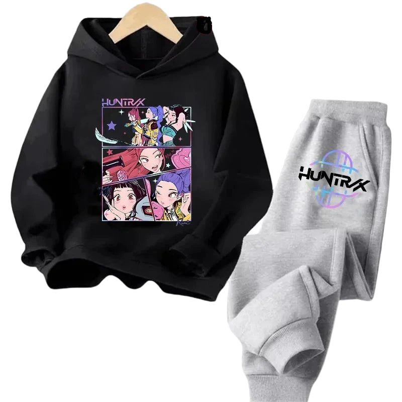 Sweat Kpop Demon Hunters Kawaii – Ensemble unisexe Pull & Pantalon Anime pour enfants, filles et garçons