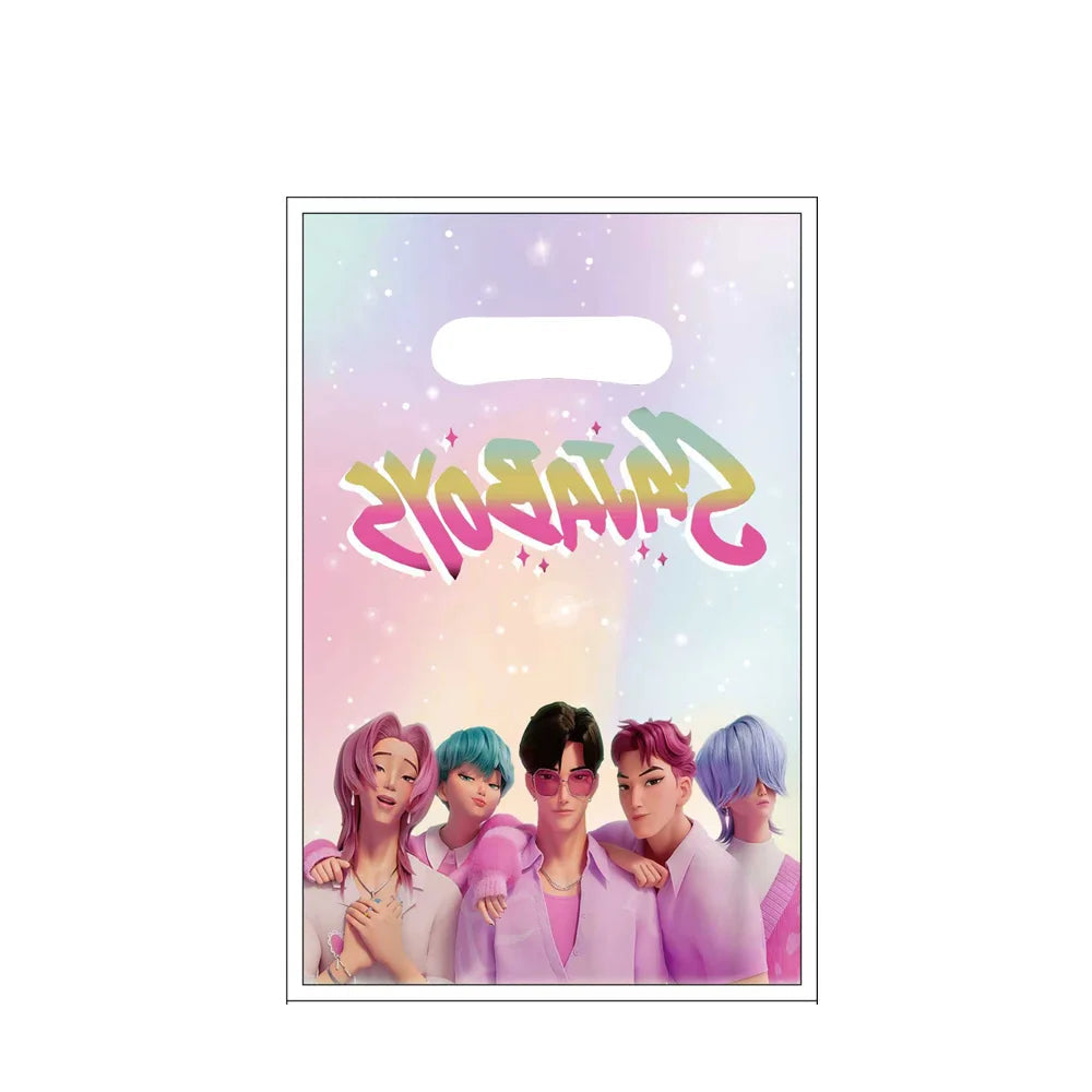 Kit Décoration Anniversaire Kpop Demon Hunters – Set de Fête Complet avec Ballons, Vaisselle, Nappe & Cake Topper