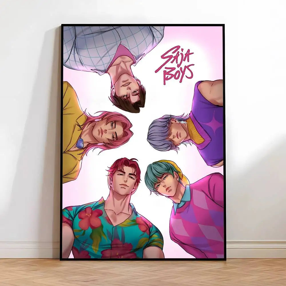 Poster K-Pop Demon Hunters Saja Boys – Affiche HD Imperméable pour Déco Maison & Bureau