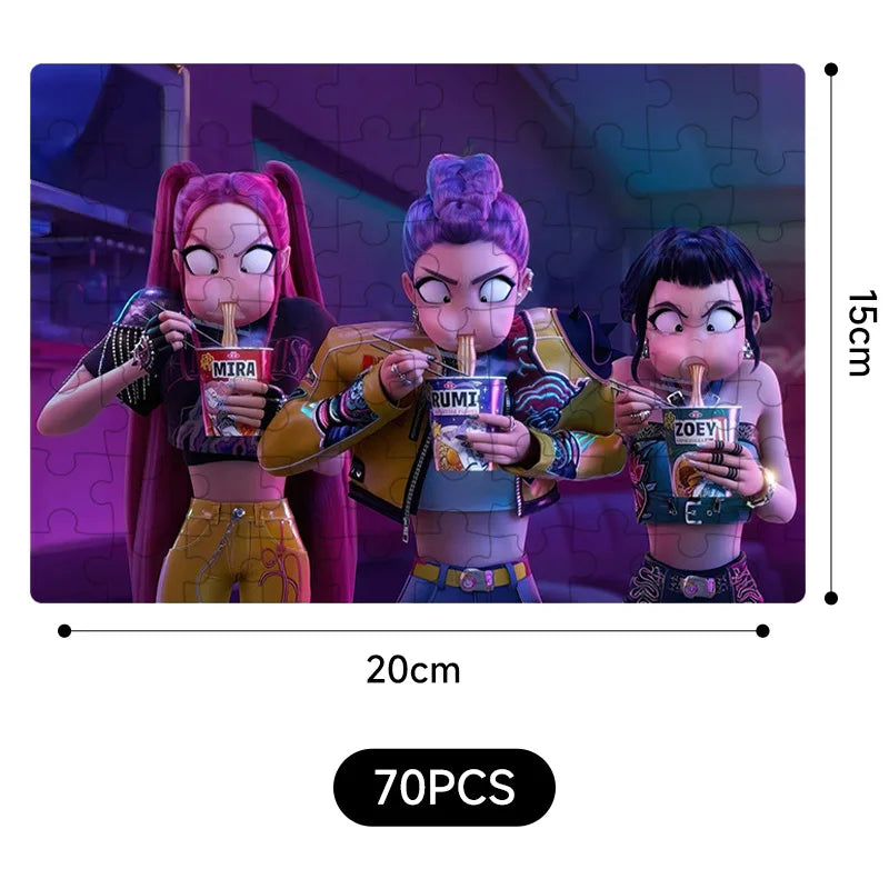 🧩 Puzzle K-Pop Demon Hunters – 14 Styles Rumi / Mira / Zoey • Figurine Puzzle Collectible