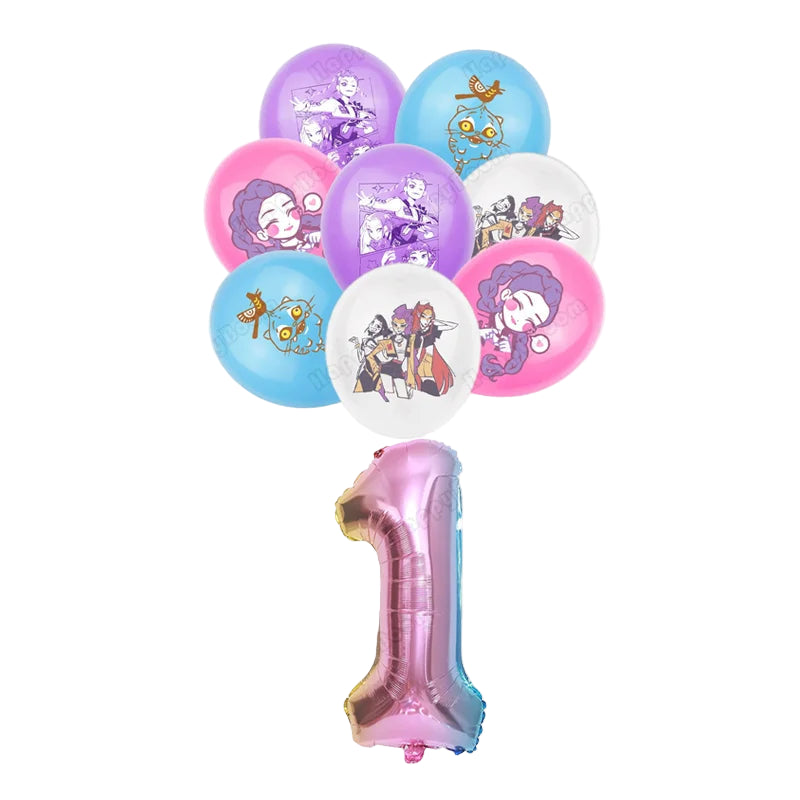 🎈 Set de Ballons K-Pop Demon Hunters – Décoration Anniversaire Fille (9 pièces)