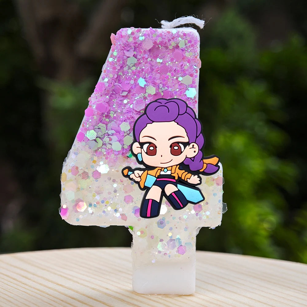 🕯 Bougie Chiffre Kpop Demon Hunters – Déco d’Anniversaire Ultra Cute 🎂