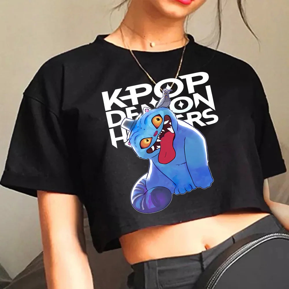 Crop Top K-Pop Demon Hunters Mira – T-shirt Femme & Fille Style Y2K Cosplay